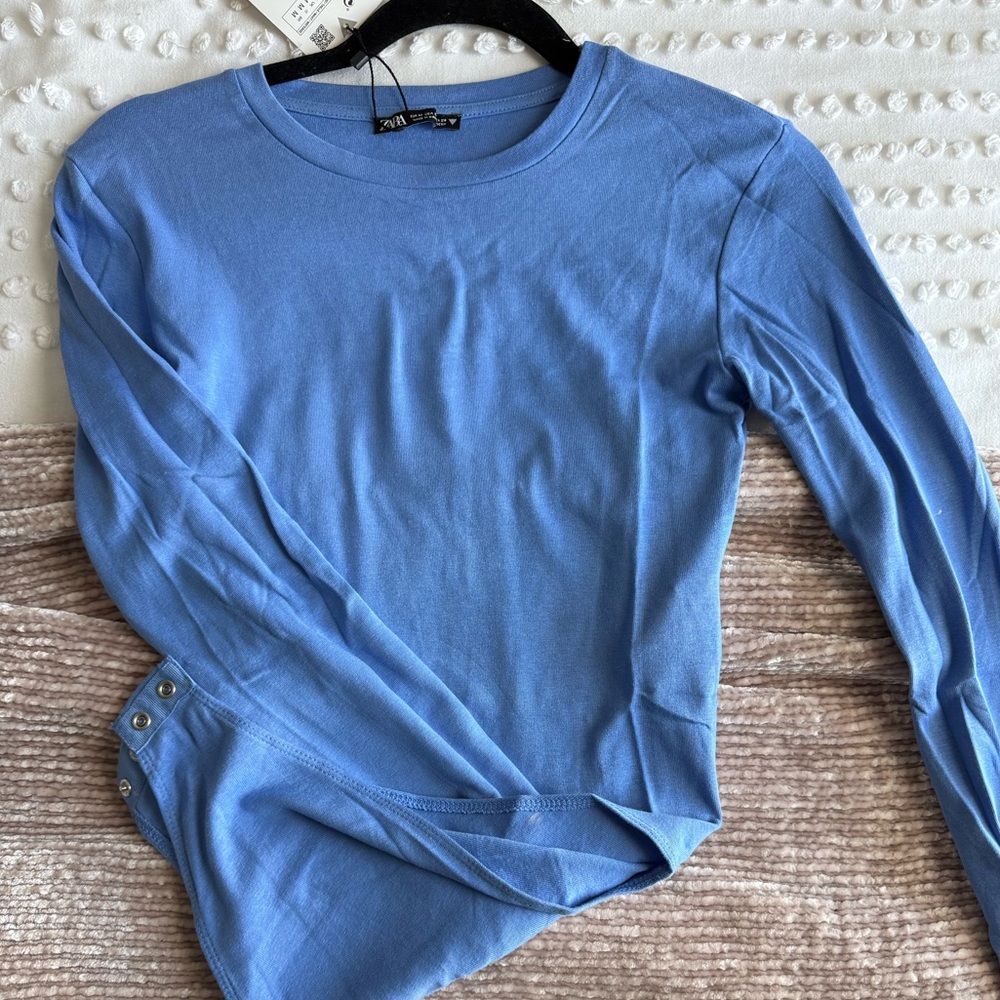 Zara Classic Blue Crew Neck Body Suit